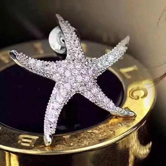 Vivid Starfish Full Zircon Stud Earrings for Women, EVGG1038 - Picture 2 of 9